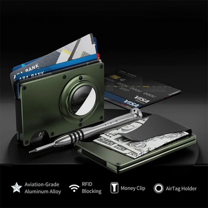 IronGuard™ - Minimalistic RFID Wallet with Apple AirTag Holder --