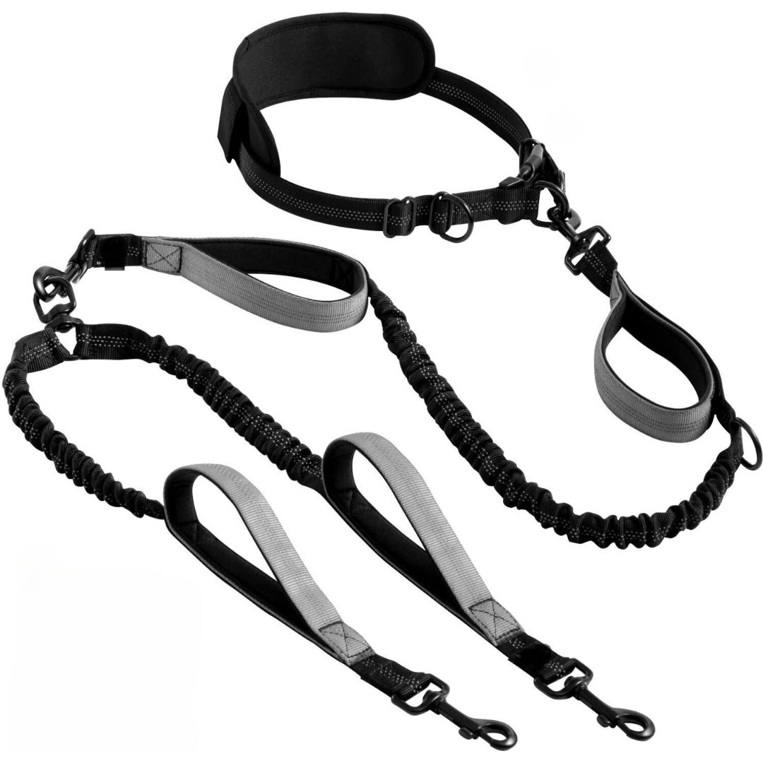 DualWalk™ - Hands Free Tangle Free Bungee Style Double Dog Leash