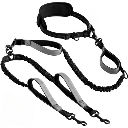 DualWalk™ - Hands Free Tangle Free Bungee Style Double Dog Leash --