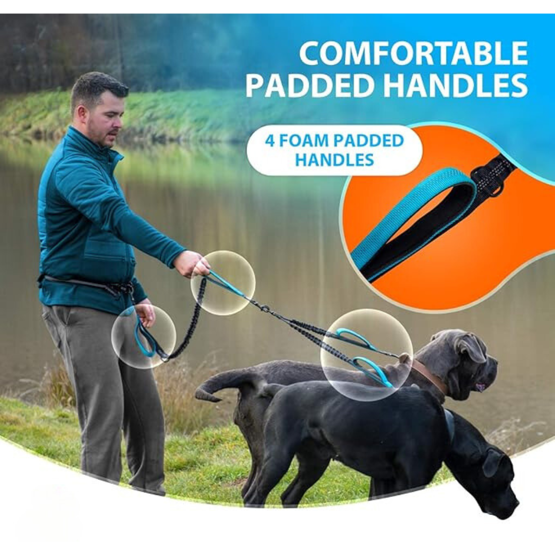 DualWalk™ - Hands Free Tangle Free Bungee Style Double Dog Leash